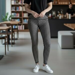 Athleta Black and Gray Patterned Leggings